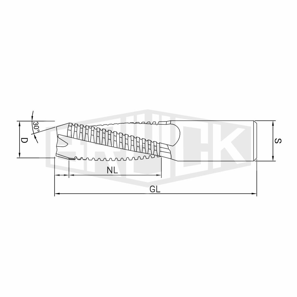 VHW-Bohrfräser D=16mm NL=55mm S=16mm Z3 – RL/RD