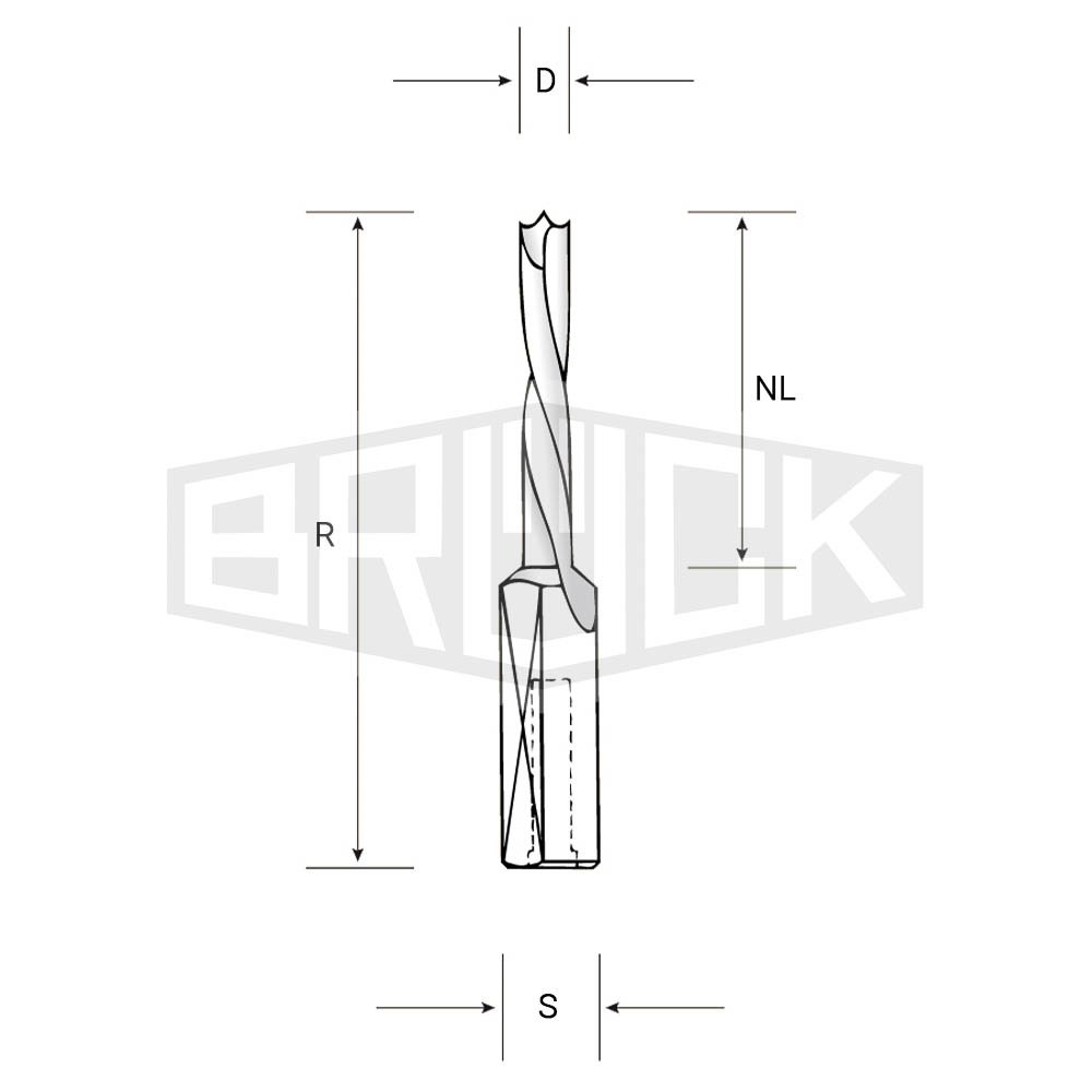 VHW-Dübelbohrer D=4mm NL=27mm GL=57mm Z2 R