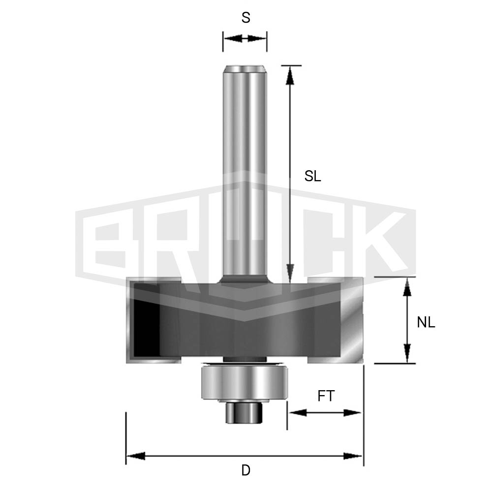 HW-Falzfräser D=34,9mm NL=12,7mm S=8mm Z2 + KULA