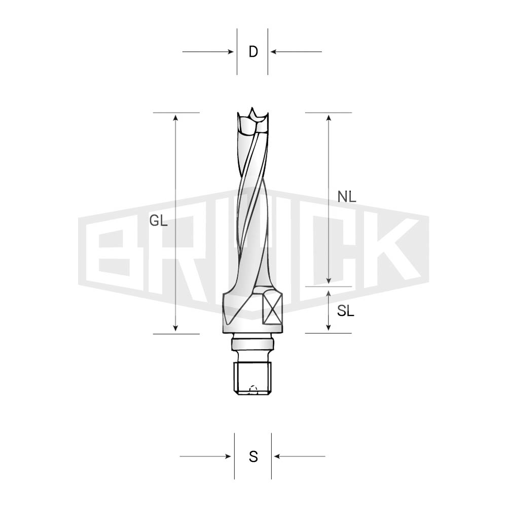 HW-Dübelbohrer D=8mm S=M10 Passsitz NL=30mm R