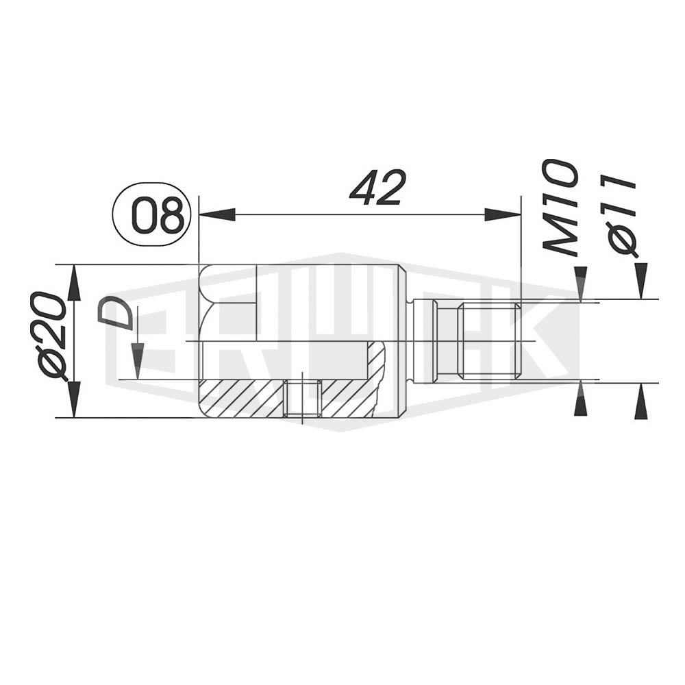 Reduzierfutter f. Dübelbohrer D=10mm AG M10 m.P. L