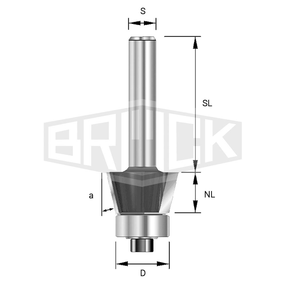HW-Fasefräser D=17,2mm NL=9,5mm S=8mm a=15°