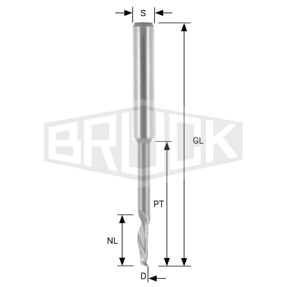 HS-Bohrnutenfräser D=8mm NL=14mm GL=120mm S=8mm