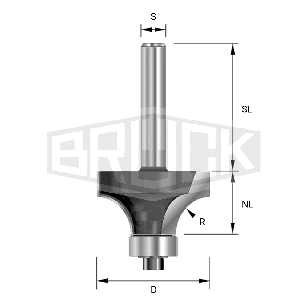 HW-Abrundfräser R=2mm D=16,7mm S=8mm