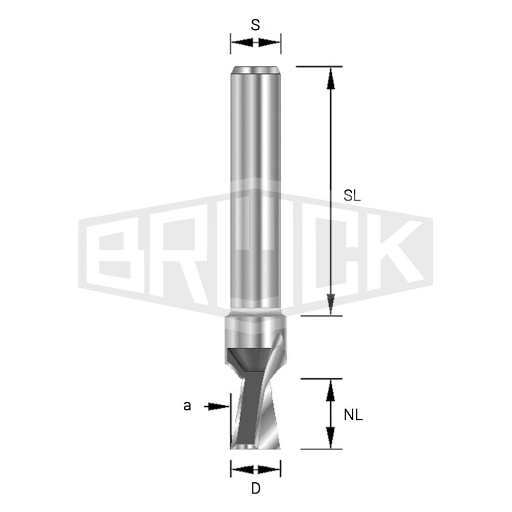 HW-Gratfräser D=12,7mm NL=12,7mm S=8x32mm W=14° Z2