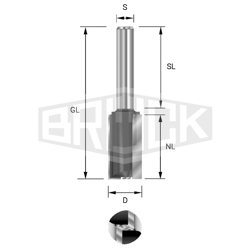 HW-Nutfräser m. GS D=4mm NL=12mm S=8x32mm Z2