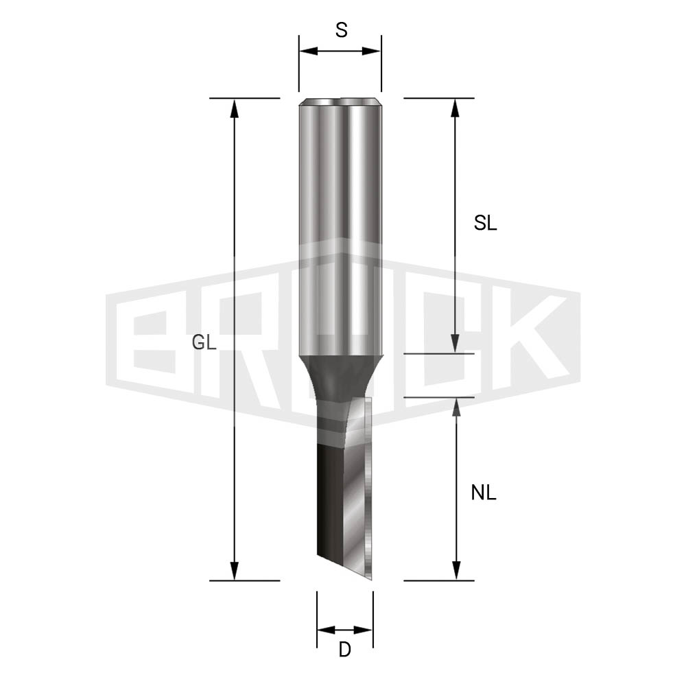 HW-Nutfräser D=2mm NL=6mm S=8x32mm Z1