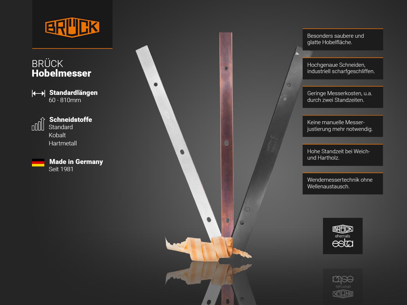 Original BRÜCK Umrüstsatz 150 mm Z2 (2 Hobelmesser) - Standard