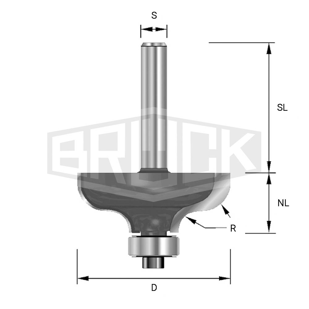 HW-Karnisfräser D=31,8mm NL=12,7mm S=8mm R=4,8mm
