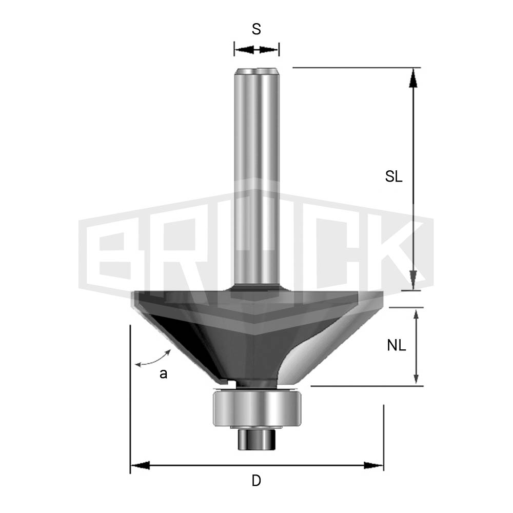 HW-Fasefräser D=28,6mm NL=9mm S=8mm a=45°