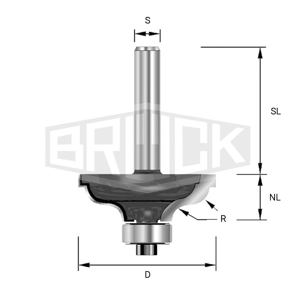 HW-Karnisfräser D=34,9mm NL=14,3mm S=8mm R=4,8mm